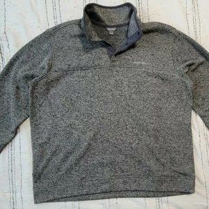 Eddie Bauer Sweater Mens XXL Charcoal Gray Radiator Fleece Pullover 1/4 …